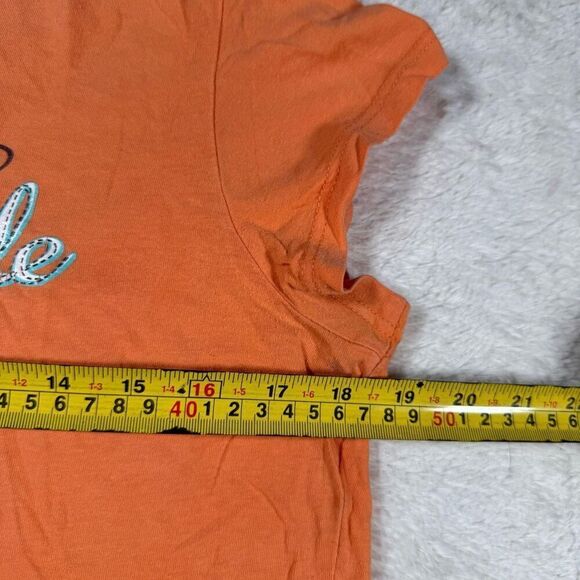 Vintage Y2K Aeropostale Orange Butterfly Women’s Short Sleeve Baby Tee T Shirt - Picture 5 of 6
